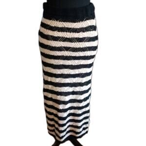 Freshman 1996 Black And White Cream Sweater Maxi Skirt Lined SMALL 90s Grunge